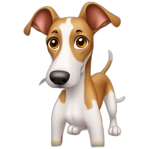 Eki es un perro mestizo completamente marron claro mezcla de galgo y pastor con orejas en punta Garcia arriba y grandes emoji