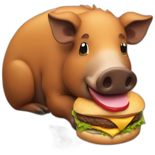 boar eating a burger  emoji