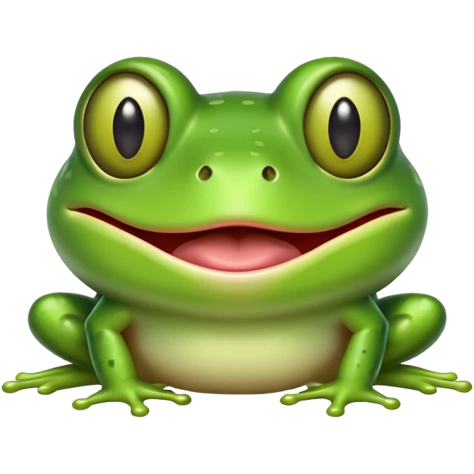 Green frog with its tongue sticking out and cross-eyed, silly expression emoji