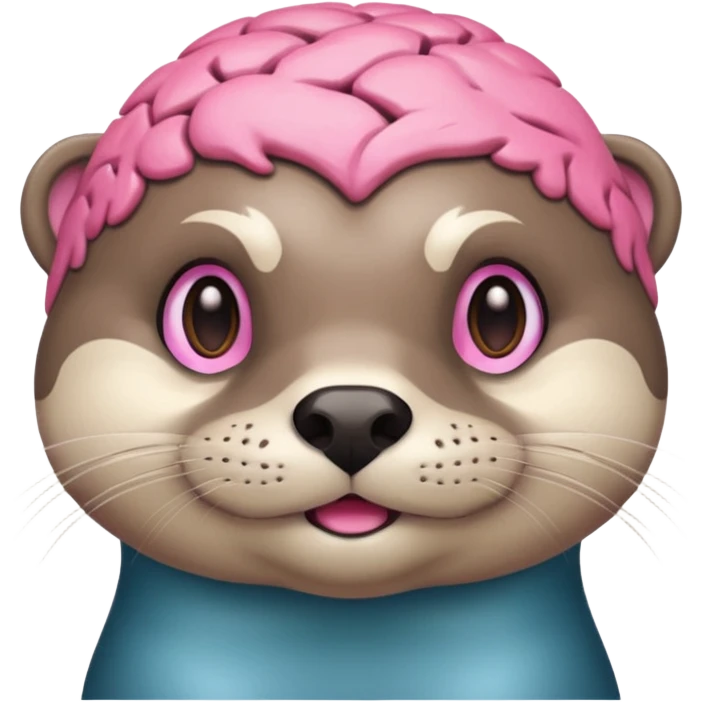 generate an otter with a very big  pink brain, sarcastic emoji