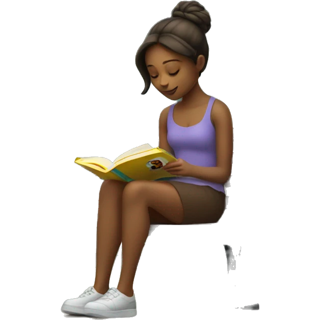 Girl reading book on bench emoji
