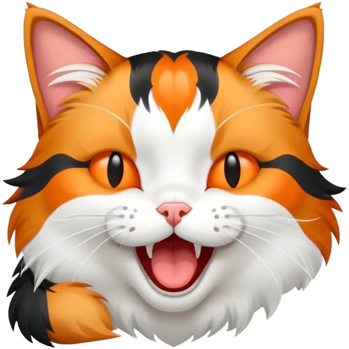 sleepy calico cat yawning emoji