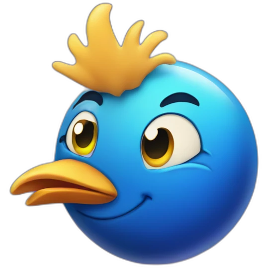 planet Neptune with a cartoon smiling chicken face with smiling eyes emoji