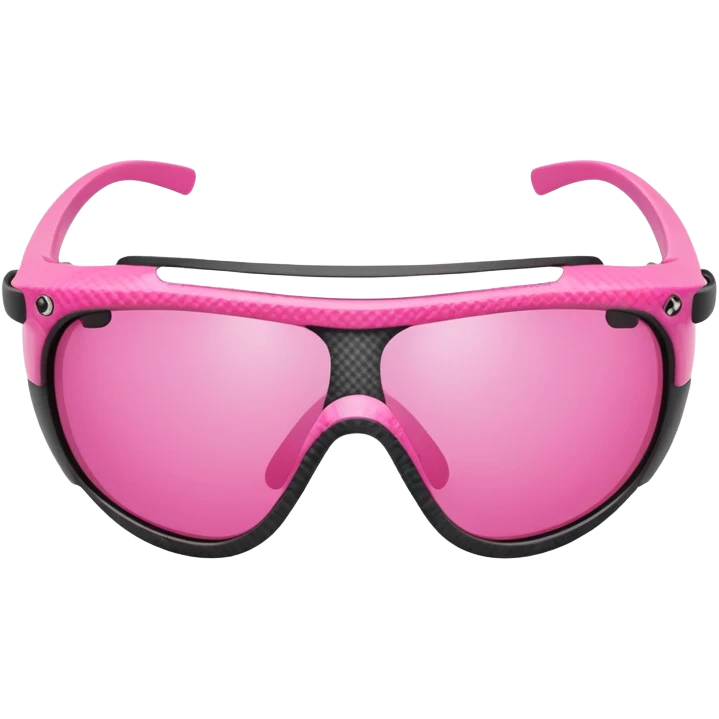 pink sporty sunglasses with carbon fiber thick frame, shield visor design emoji