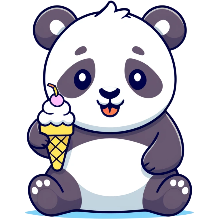 Panda eating ice cream emoji