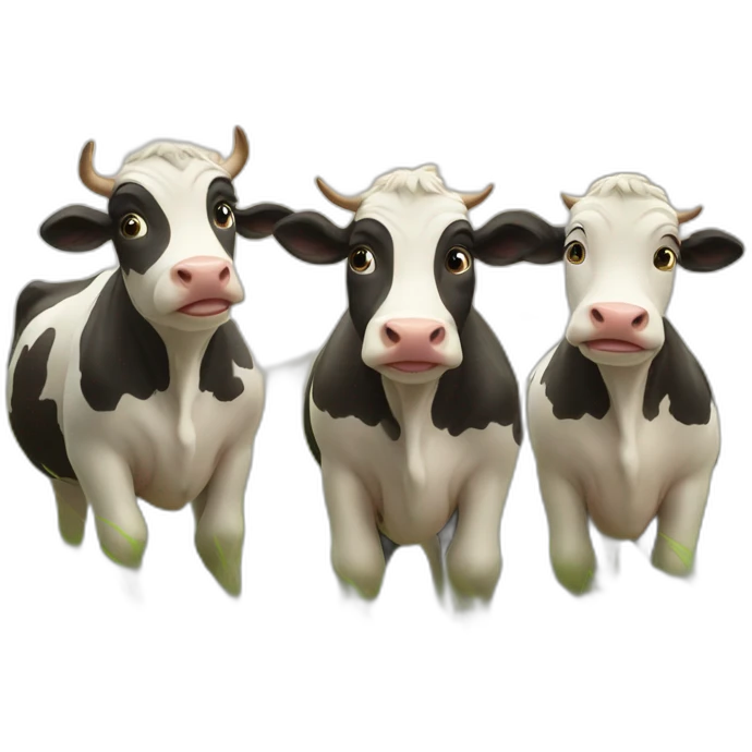 Three cute cows on the field emoji