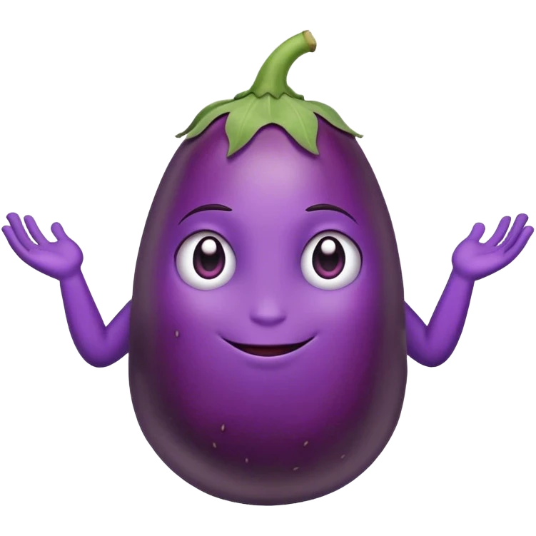 Eggplant with two hands emoji