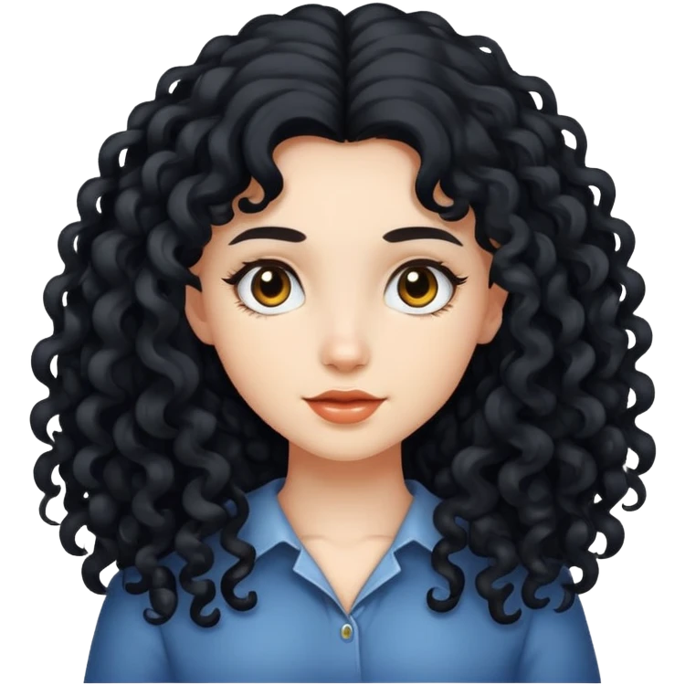 girl long black curly hair emoji