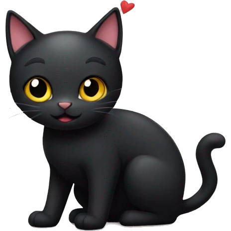 Black cat with hearts emoji
