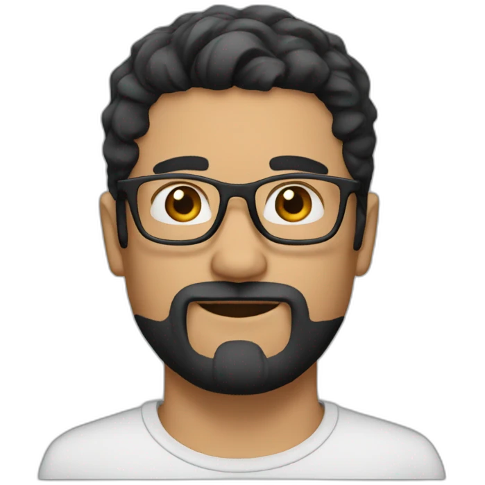Guy with short black hair and glasses and beard emoji