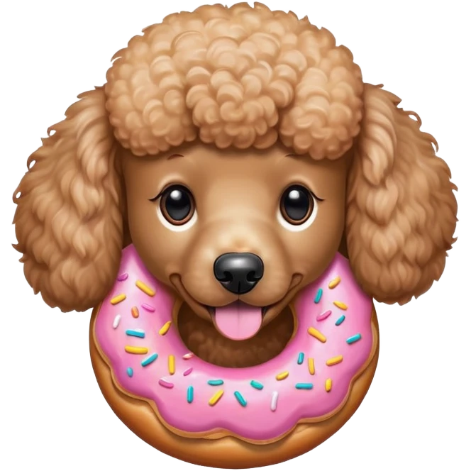 Poodle eating donut emoji