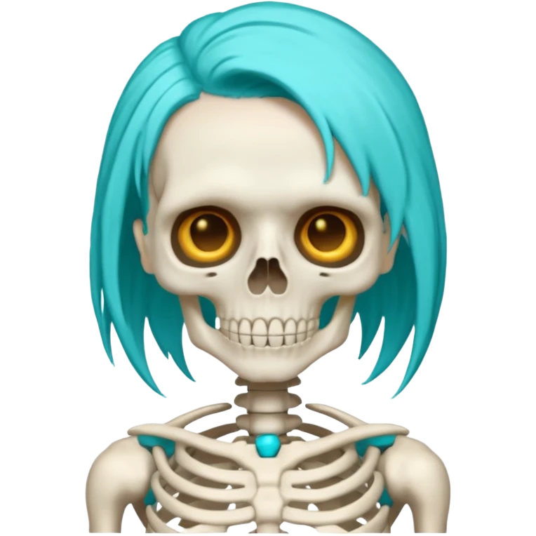 turqoise haired skeleton emoji
