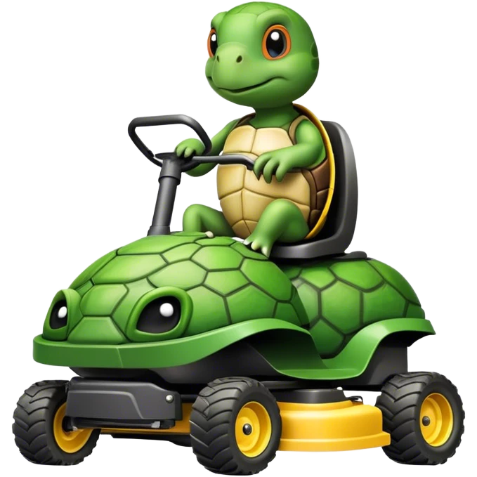 Turtle riding a lawn mower  emoji