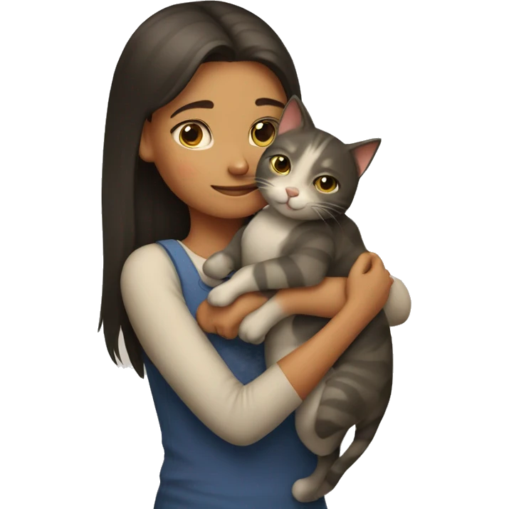 A girl hugging a cat emoji