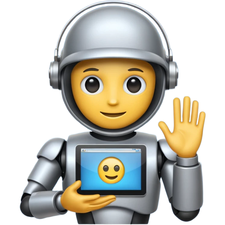 test automation bot holding a browser window representing Selenium WebDriver, emoji style emoji