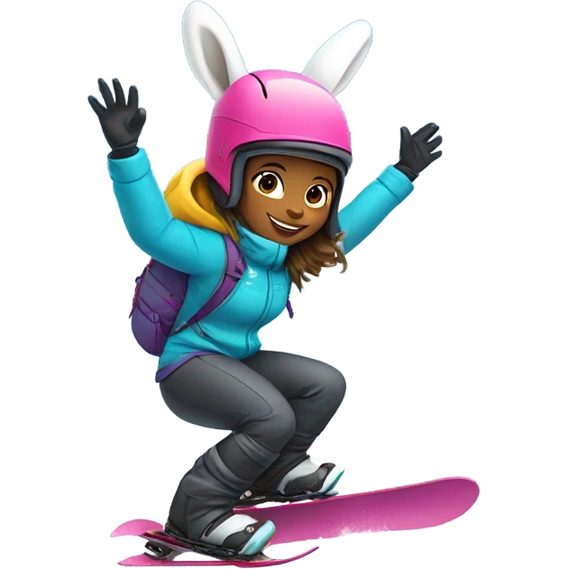 Girl Bunny snowboarding emoji