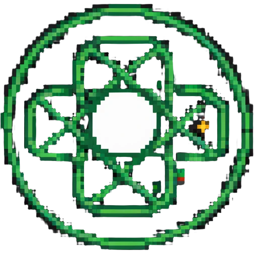 Pixel art atom symbol with Pakistan flag colors emoji