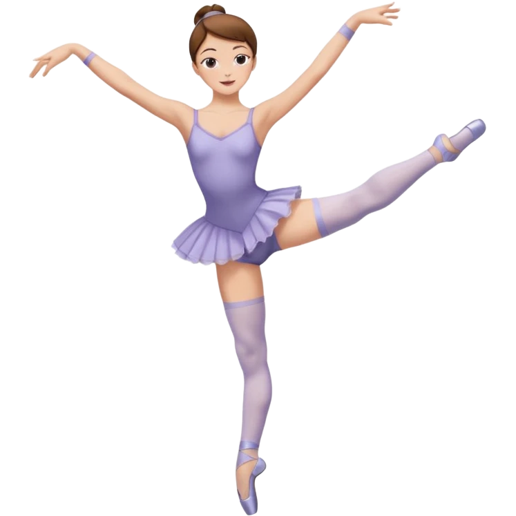 Ballet dancer in over the knee socks, leotard and brown hair emoji