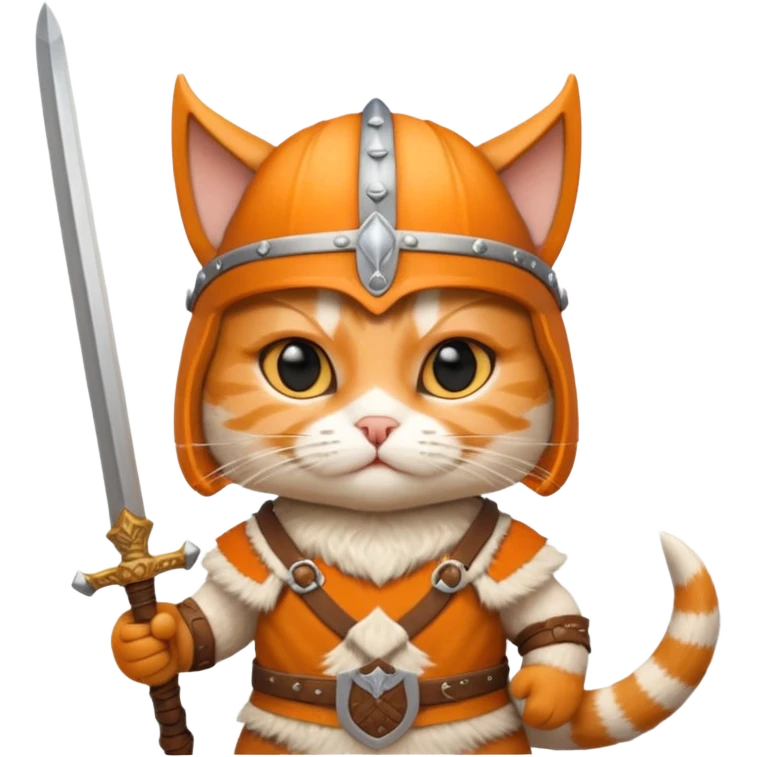 Viking Cat in viking hat holding tiny sword emoji