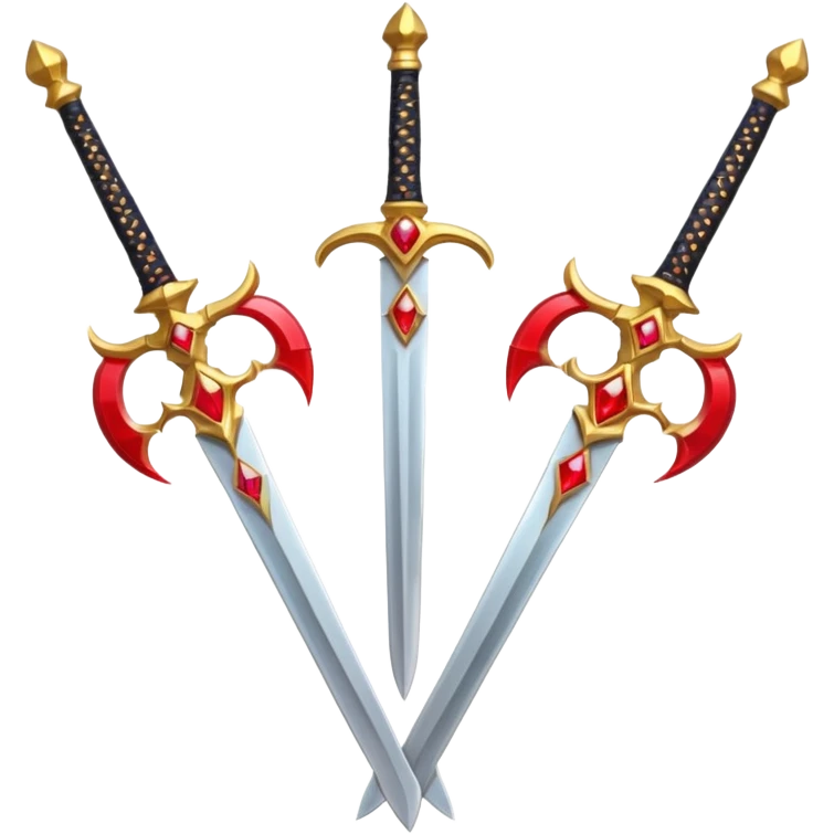 Two Golden royal swords with red gems emoji