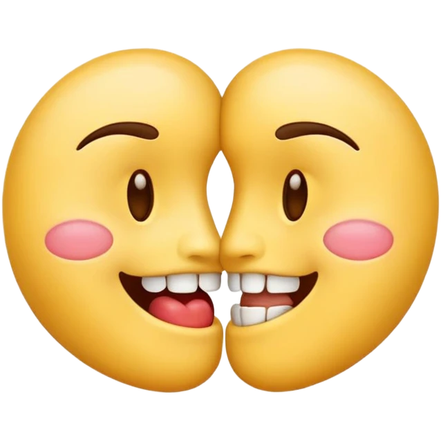 kissing emoji with yellow bone in mouth emoji