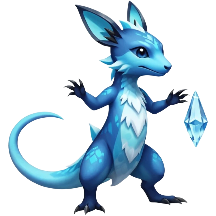 Colorful Dark Shiny Exotic Salandit-Aurorus-Glaceon-Fakémon-hybrid-creature (full body)  emoji