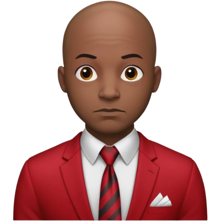 black man Bald with red necktie, red dress, heavy tattoos. emoji