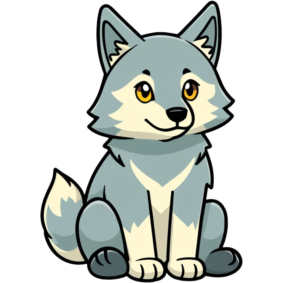Wolf sitting down sad emoji