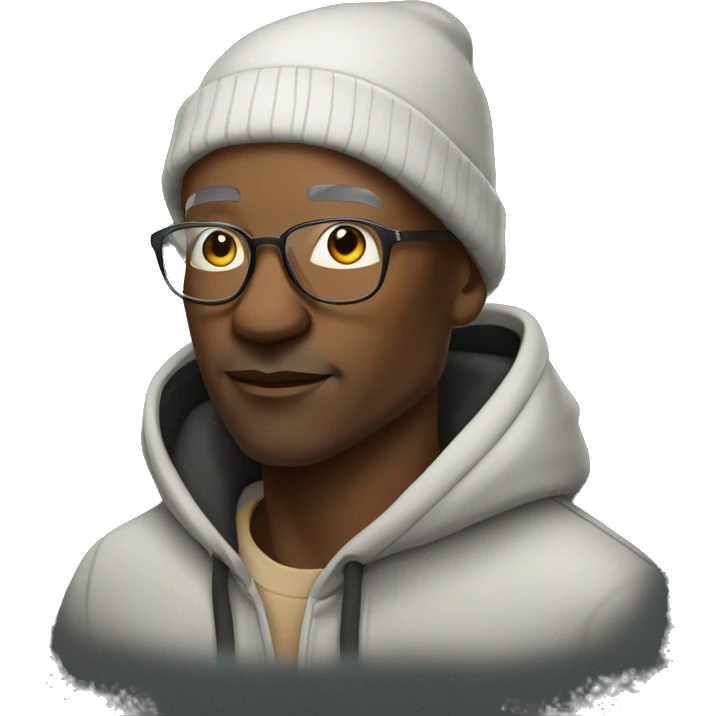 old stylish black man with fade bald head and wearing a hoodie emoji