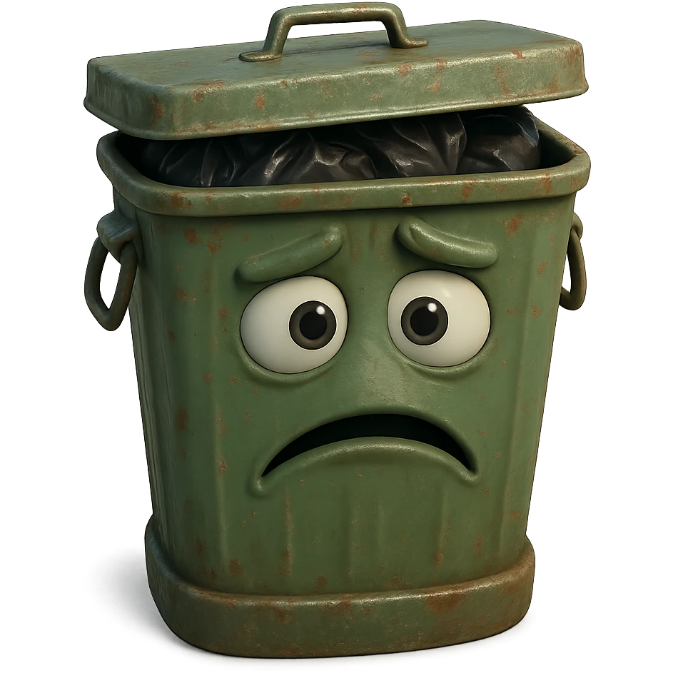 Draw a Pixar-style trash can. The trash can should be visible from the front and top. emoji