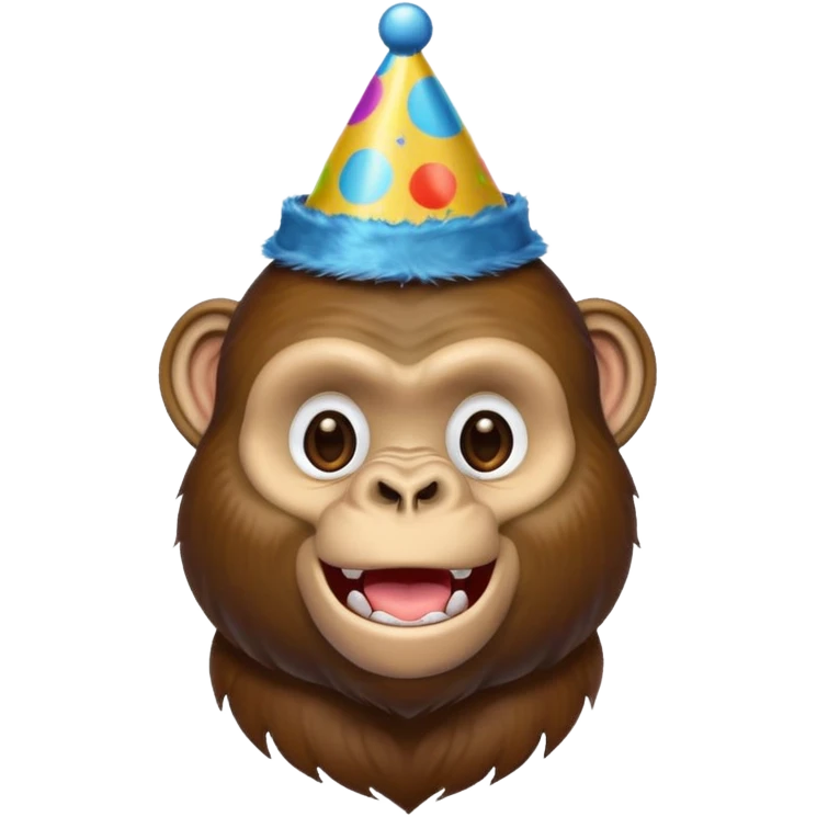 A gorilla with 2 arms an party hat  emoji
