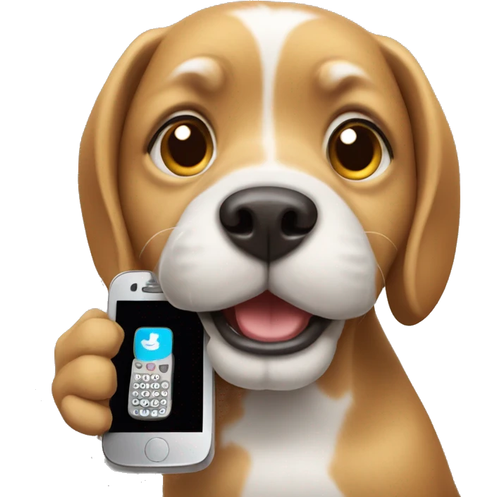 Dog with a phone emoji