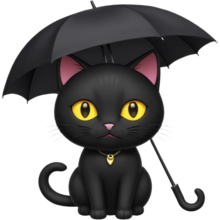 black cat with umbrella emoji