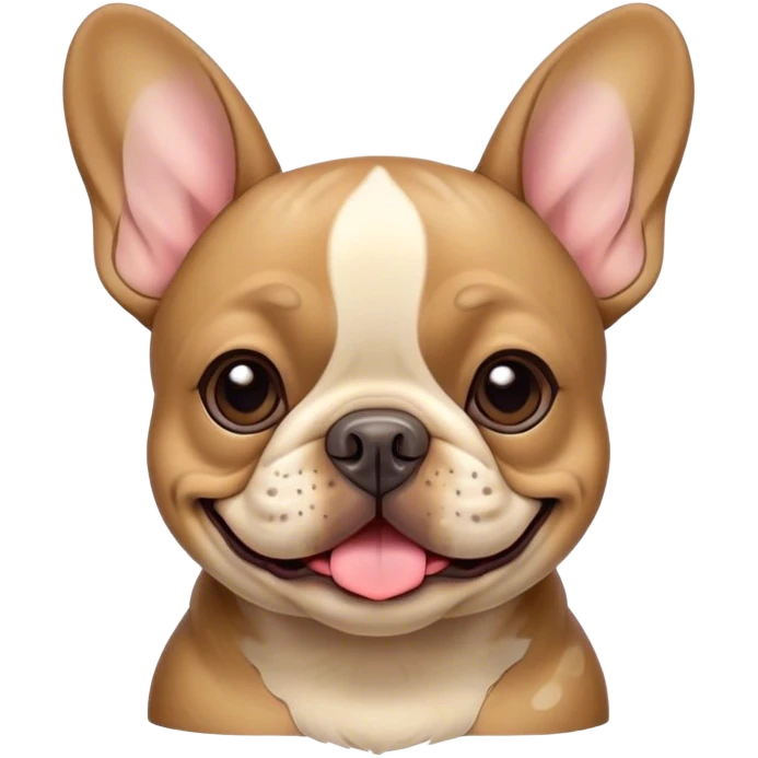 Cinematic Comical Fawn French Bulldog Portrait Emoji, Head tilted dramatically with an exaggeratedly amused expression, featuring a striking fawn coat with a subtle brindle pattern, wide, expressive dark eyes filled with playful disbelief, Simplified yet hilariously expressive features, highly detailed, glowing with a slightly sassy glow, high shine, dramatic yet playful, stylized with an air of cheeky charm, bright and endearing, soft glowing outline, capturing the essence of a spirited and over-the-top companion, so meme-worthy it feels like it could side-eye its way into internet fame instantly! emoji