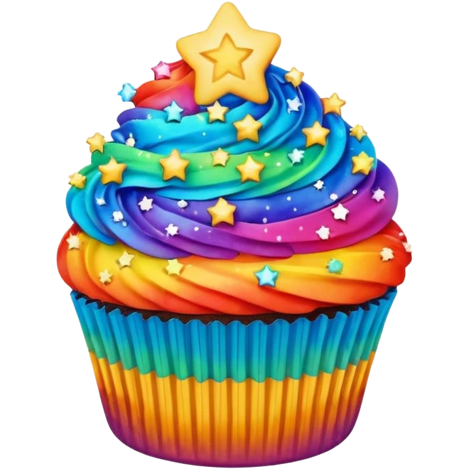 Rainbow starry galaxy cupcake emoji