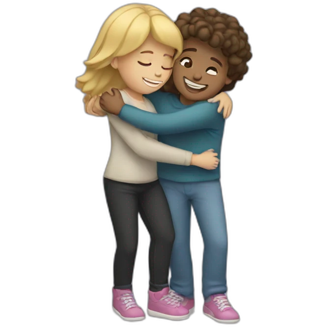 1 boy and 2 girls hugging each other  emoji