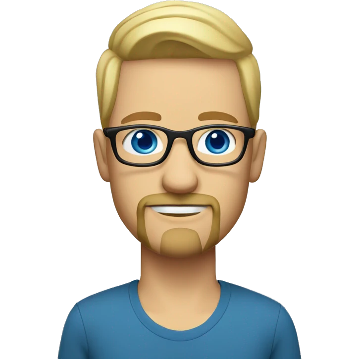 hipster man with goatee and glasses, blue eyes, blonde hair emoji
