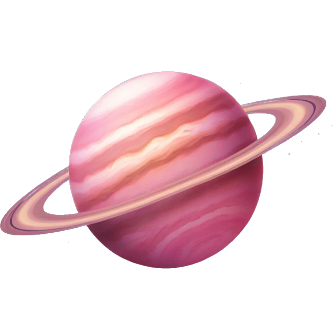 Pink planet with similar features of Jupiter, realistic with no face, theme of love emoji