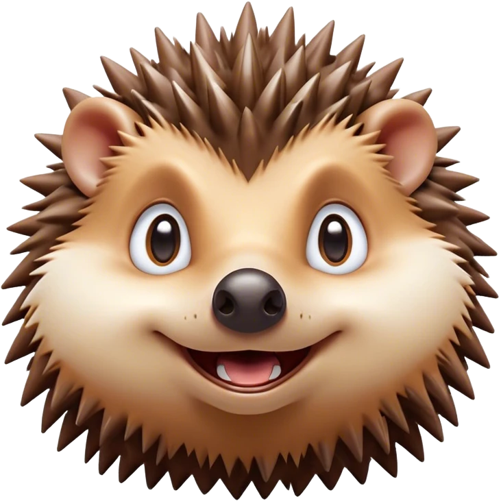 Cinematic Comical Hedgehog Portrait Emoji, Head tilted dramatically with an exaggeratedly amused expression, featuring a striking spiky brown Fur with a quirky, scrunched-up face and wide, expressive eyes filled with playful disbelief, Simplified yet hilariously expressive features, highly detailed, glowing with a slightly sassy glow, high shine, dramatic yet playful, stylized with an air of cheeky mischief, bright and endearing, soft glowing outline, capturing the essence of a spirited and over-the-top hedgehog, so meme-worthy it feels like it could roll its spines into internet fame instantly! emoji