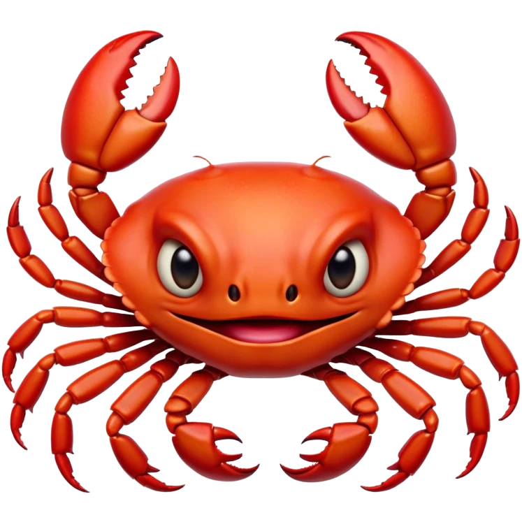 Cinematic Comical Red Crab Portrait Emoji, Head tilted dramatically with an exaggeratedly amused expression, featuring a vibrant, angular carapace with bold, expressive pincers and wide, comically animated eyes full of playful disbelief, Simplified yet hilariously expressive features, highly detailed, glowing with a slightly sassy oceanic glow, high shine, dramatic yet playful, stylized with an air of quirky coastal mischief, soft glowing outline, capturing the essence of a meme-worthy red crab that looks ready to pinch its way into viral fame! emoji