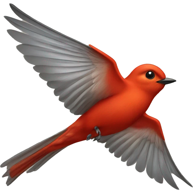 red male flycatcher bird flying emoji
