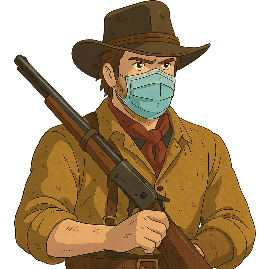 Arthur Morgan with a mask emoji