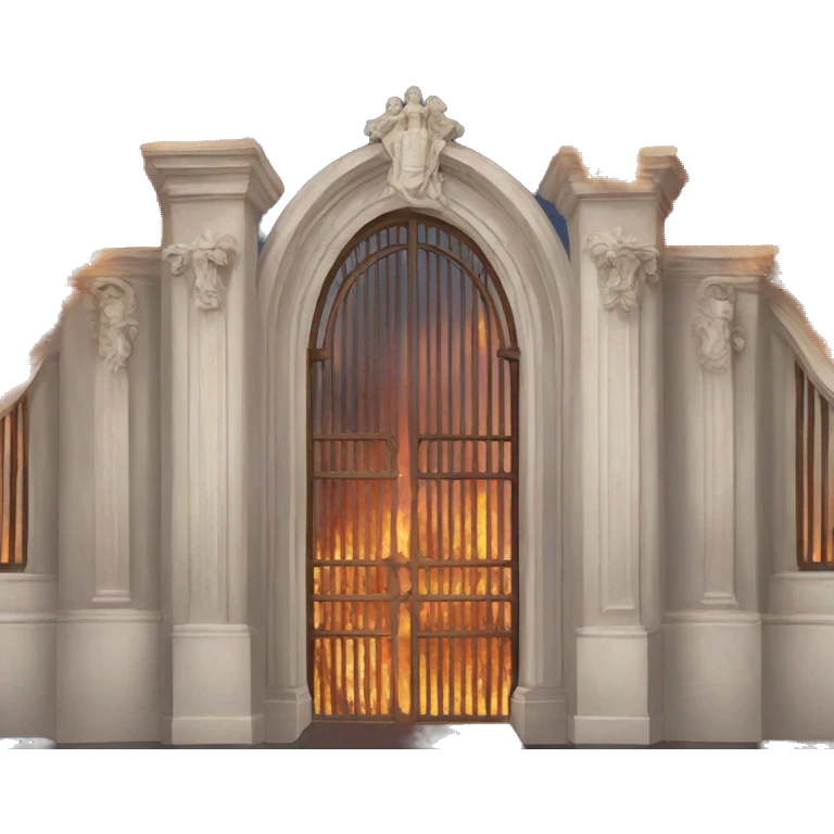 fires coming from the pearly gates emoji