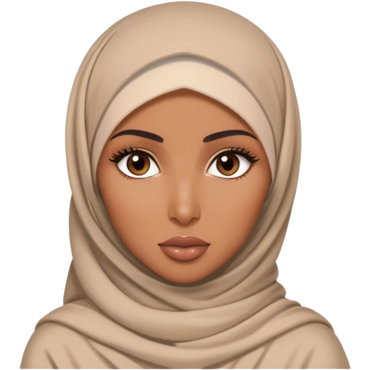 Pretty brown skin tone girl with Kim kanashain look and kinda long lashes hijab girl emoji
