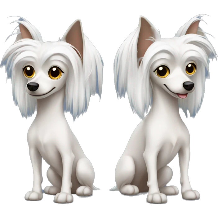 Chinese crested dog learning Japanese  emoji