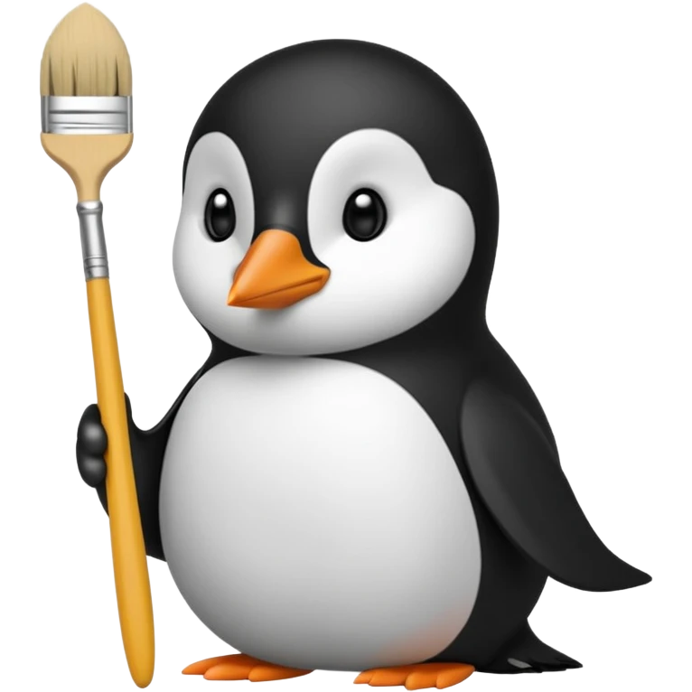 Pingouin avec un pinceau emoji