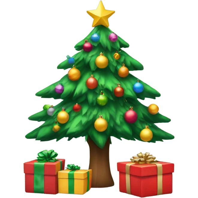 Christmas tree with presents under it  emoji