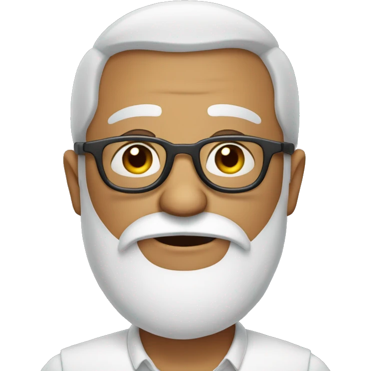 Indian white beard guy with round glasses wow emoji emoji