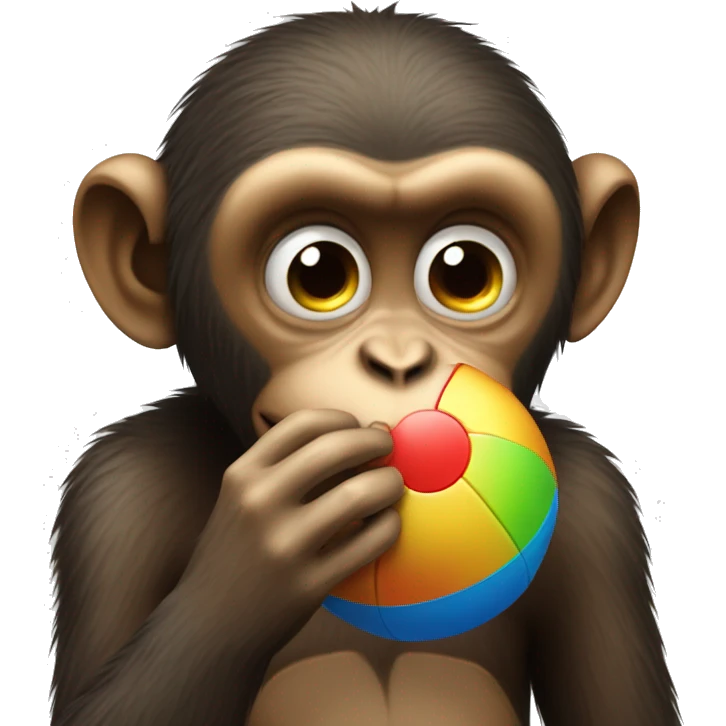 Sad and crying monkey with beach ball emoji