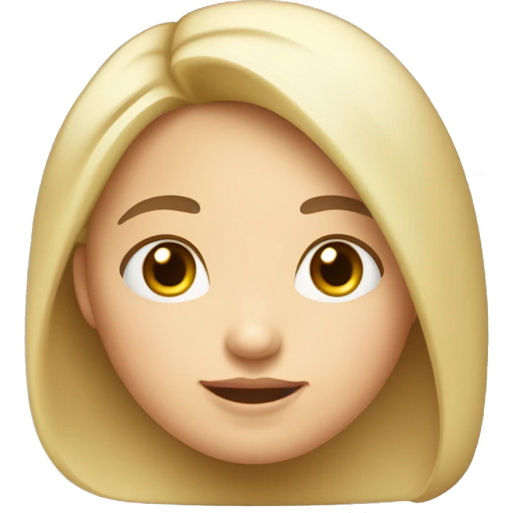 A girl with a round face, small eyes, short eyebrows, prominent teeth, full cheeks, a small nose, a double chin, small lips, and white skin, plump. emoji